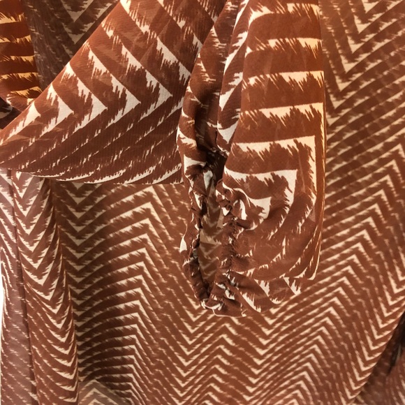 Brown and tan transparent blouse - Picture 3 of 6